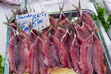 Sardine fillets for sale at a market in Palermo