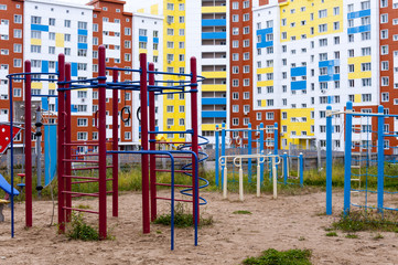 Fototapeta na wymiar Sport playground in the yard of the new house 