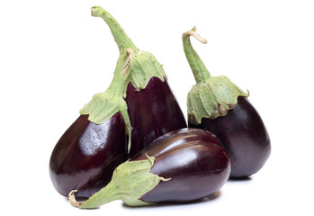 Black eggplant vegetable on white background