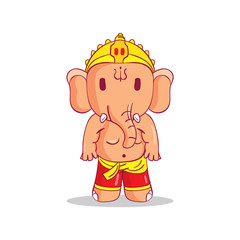 Illustration of little cartoon Ganesha