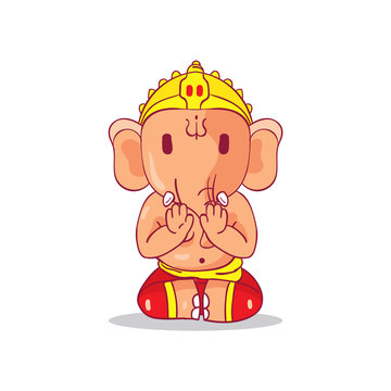 Illustration of little cartoon Ganesha