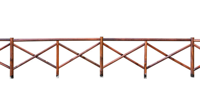 Wooden fence isolated on white background