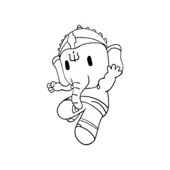 Illustration of little cartoon Ganesha for coloring book