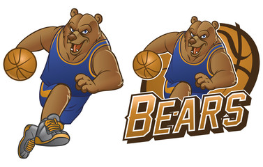bear cartoon basketball mascot © bazzier