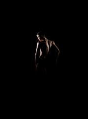 Obraz na płótnie Canvas Silhouette trace of a male ballet dancer on black