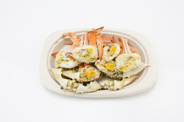 steamed crab on the plate