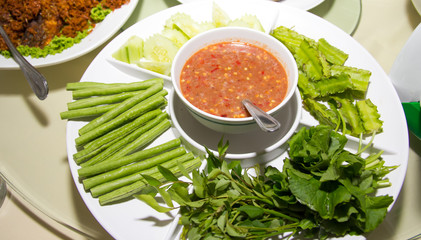 Shrimp Paste Chilli Sauce serve with vegetable  Thai Food