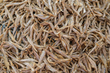 Dried fishes in fishing market