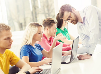 Group of students and a teacher at the lesson