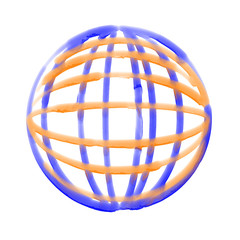 Abstract watercolor geometric circular 3d sphere background. Curved lines over white