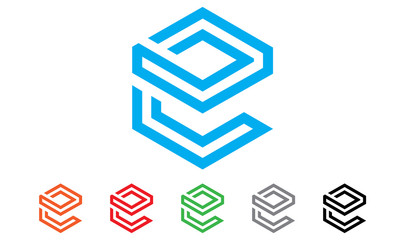 letter e, box logo design