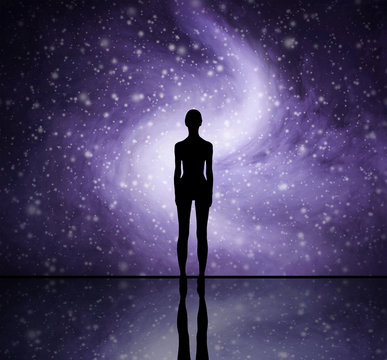 Human shape on a stellar background.