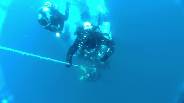 Group of Divers During Safety Stop