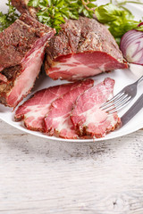 Smoked air dried pork meat