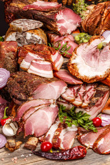 Still life of cold cut meats