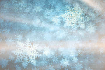 Shiny artistic blurry textured snowflakes illustration background. Dreamy winter season copy space...