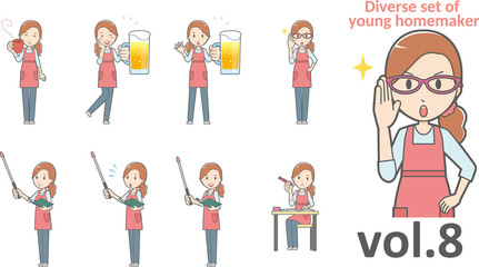 Diverse set of young homemaker , EPS10 vector format vol.8