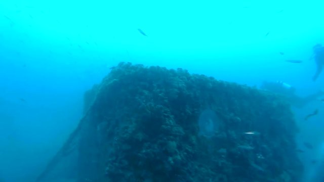 Scuba Divers Exploring World War I Shipwreck
