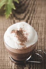 Homemade cinnamon and spice hot cocoa with whipped cream