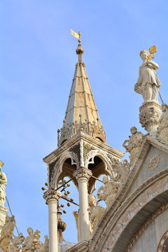 The details of the most famous church in Venice called San Marco, Italy