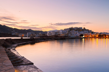 Fototapeta premium View of the Naxos town early in the morning.