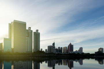 Fototapeta premium view of Bangkok city building