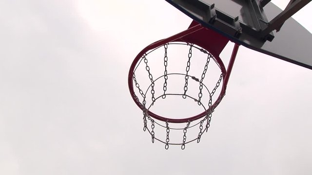 The basket ball flies