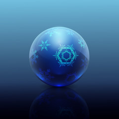 blue ball with snowflakes, vector