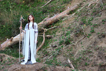 Shaman with Staff and glass ball outdoor