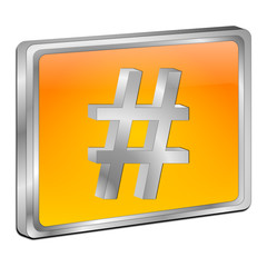 Hashtag Button - 3D illustration