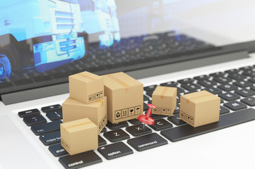 Cardboard boxes on white background 3d illustration