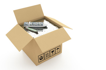Cardboard boxes on white background 3d illustration © tigger11th