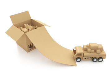 Cardboard boxes on white background 3d illustration
