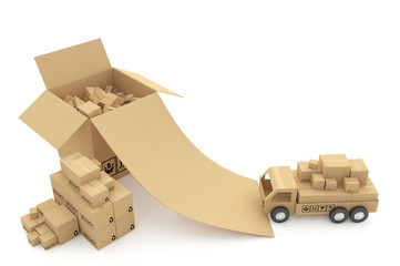 Cardboard boxes on white background 3d illustration © tigger11th