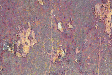 Rusty iron plate with shabby paint. Texture background.