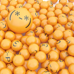 3d rendering background of emoticons