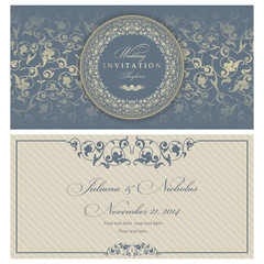 Set of 2 Wedding Invitation card Baroque