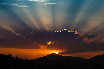 Sunrise over the mountain in shade, Tossa de Mar, Spain
