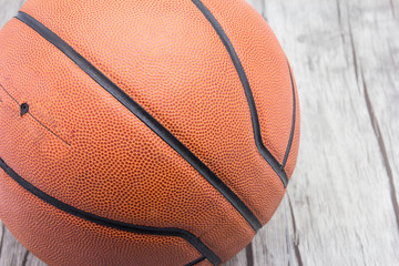 Basketball ball on wood background