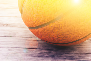 Basketball ball on wood background