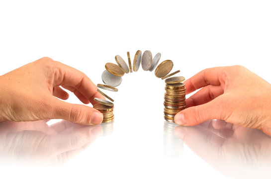 Money, Financial, Business Growth concept,  hands hold money coi