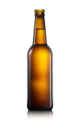 Bottle of beer or cider isolated on white background