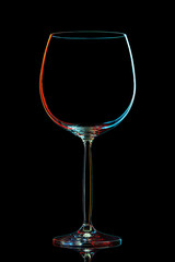 Silhouette of colorful wine glass with clipping path on black background
