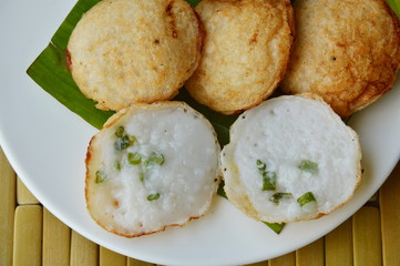 Thai sweetmeat coconut pudding called Kanom Krok