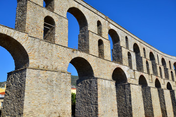 Fototapeta na wymiar Old medieval aqueduct Kamares, Kavala, Greece
