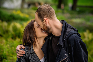 Portrait of positive, emotional couple.