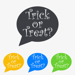 Icono plano Trick or Treat en burbujas varios colores