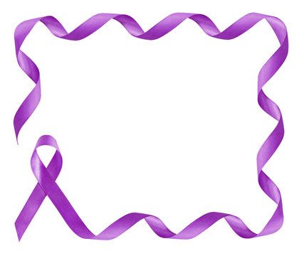 Pancreatic Cancer Awareness Purple Ribbon Frame With Copy Space