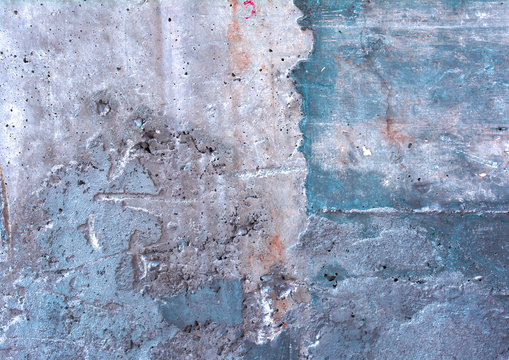 abstract wall texture. Background of a concrete gray and blue wall.