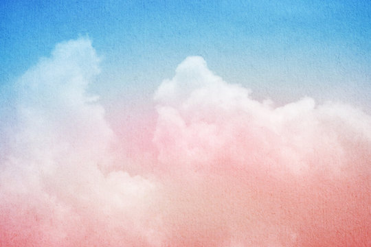 artistic sky and cloud with gradient color and grunge paper texture